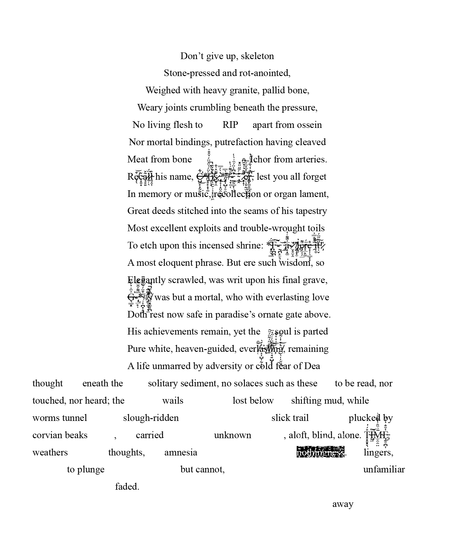 Visual poetry example - Fade Away.